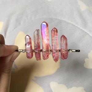 Pink Aura Crystal Quartz Hair Pin